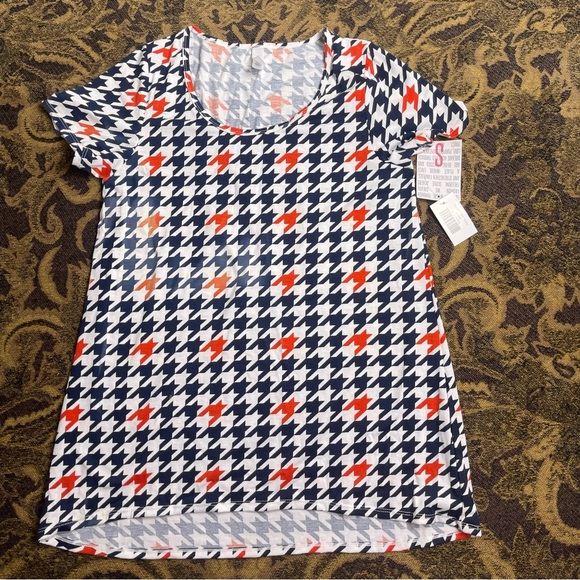 Lularoe Houndstooth Womens Size‎ S Classic T Shirt White Red UNICORN NWT - Picture 1 of 8